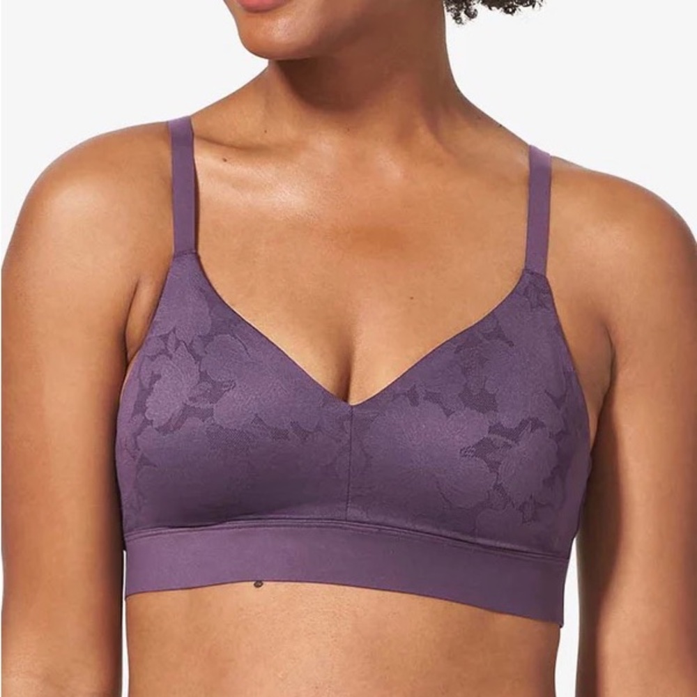 Tommy John Purple Wireless Floral Jacquard Comfort Bra